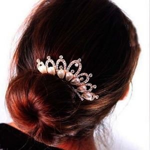 Rose Gold Crystal Pearl Bridal Hair Comb GPHC002